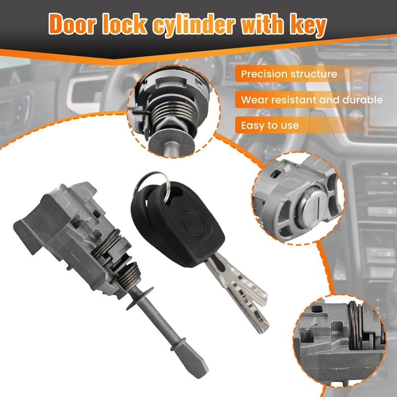 Lock Door Lock Barrel Cylinder With 2 Keys 1T0837167A For VW Touran Caddy 2003-2015