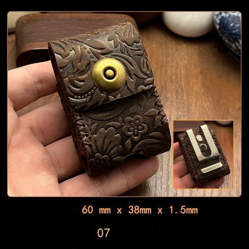Echtes Rindsleder-Etui für Zorro/Zippo Feuerzeuge, Vintage-Design, Ledertasche mit verstärktem Stahlclip, Retro-Feuerzeughalter – Detail 13