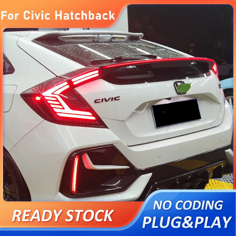 Car Lights LED Tail Lamps For Honda Civic Hatchback 10th  2016 2017 2018 2019 2020 2021 LED DRL Dynamic Turn Signal Rear lights