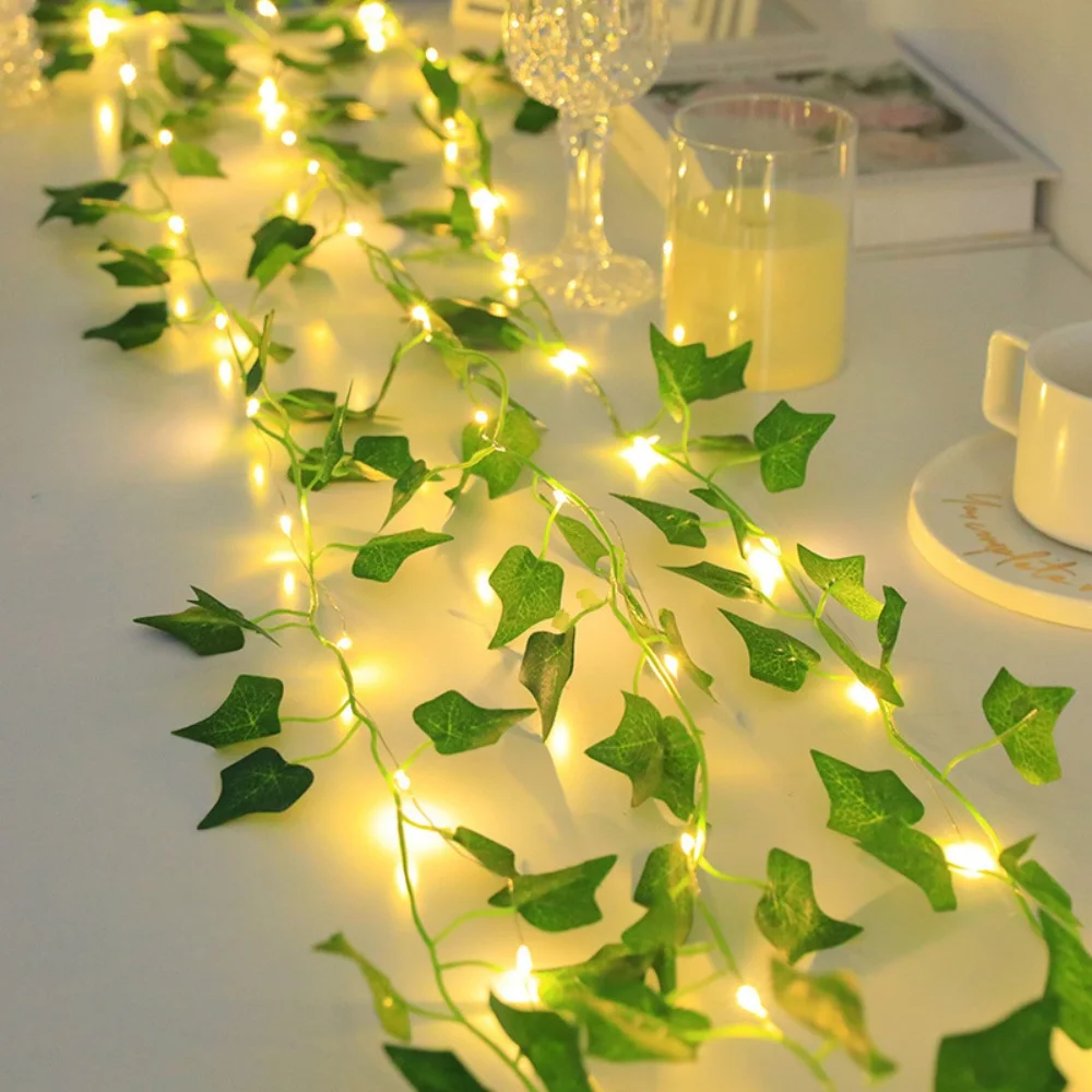 

LED Artificial Leaf Plants Fairy Lights Battery Box Wedding Garland for Christmas Bedroom Outdoor Garden Camping Decoration