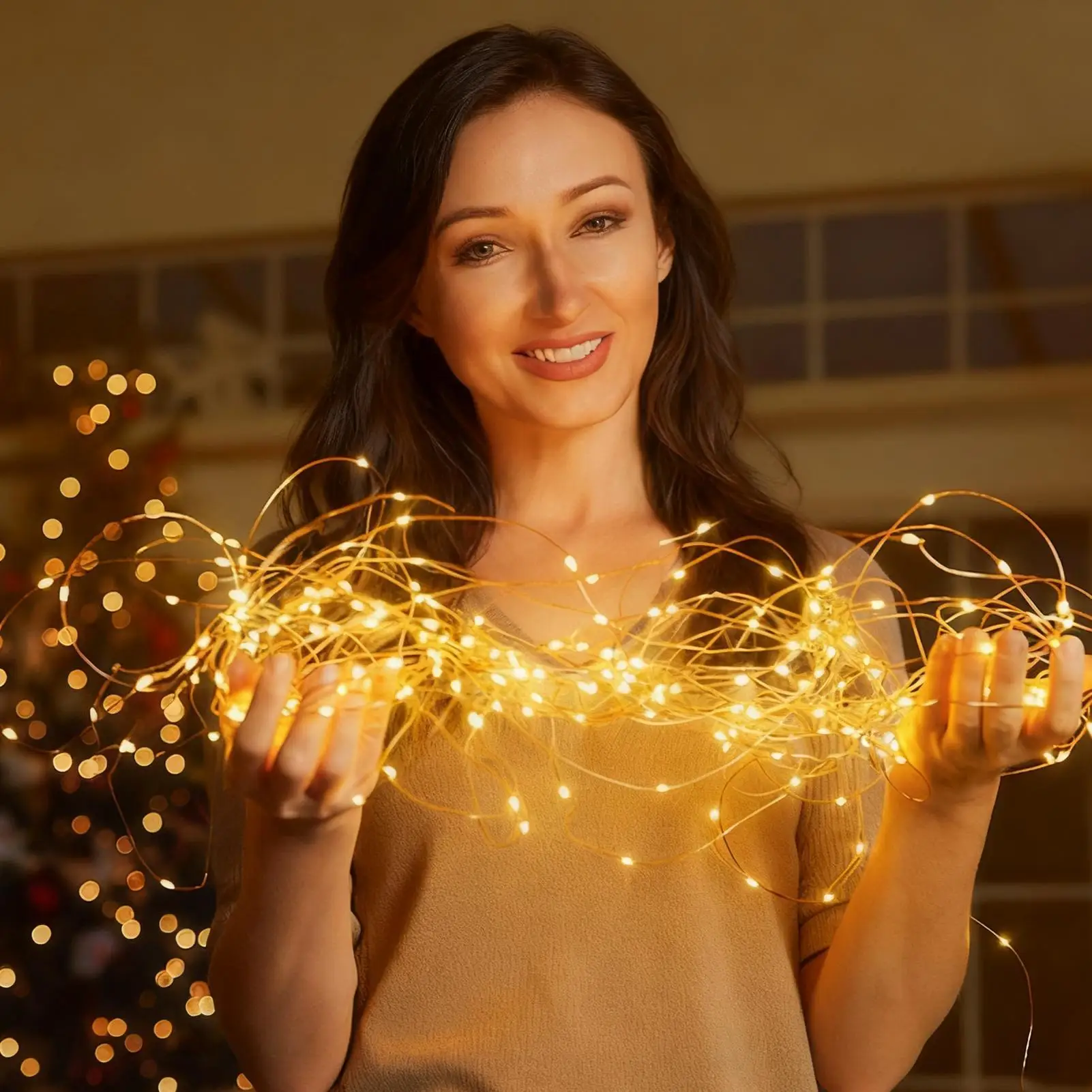 أضواء الأسلاك النحاسية 16.4Ft المحمولة سلك دائم الألعاب النارية ضوء سلسلة لساحة فناء الخريف حديقة المنزل حفل زفاف غرفة نوم #2