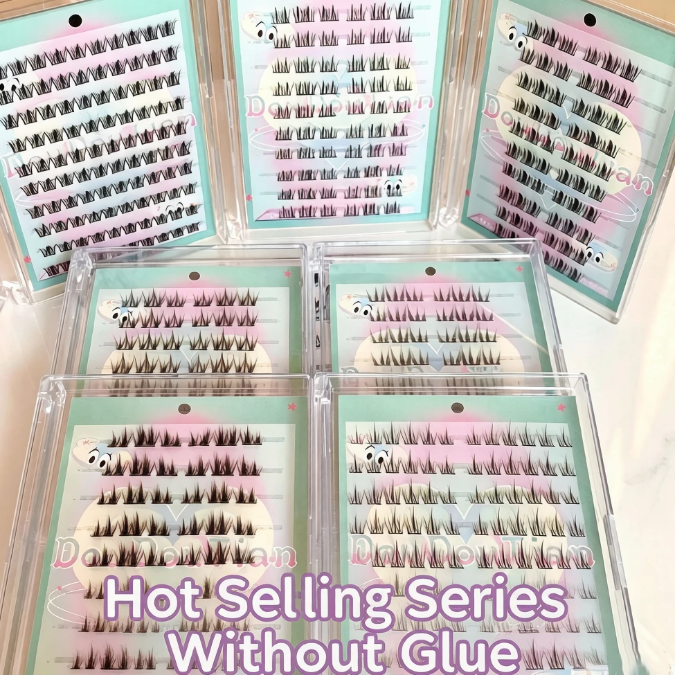 Glueless Cluster Lashes 7 Styles Soft Light Band No Eye Pressure Fit Natural Bold Makeup Easy for Newbies Create Pretty Big Eyes
