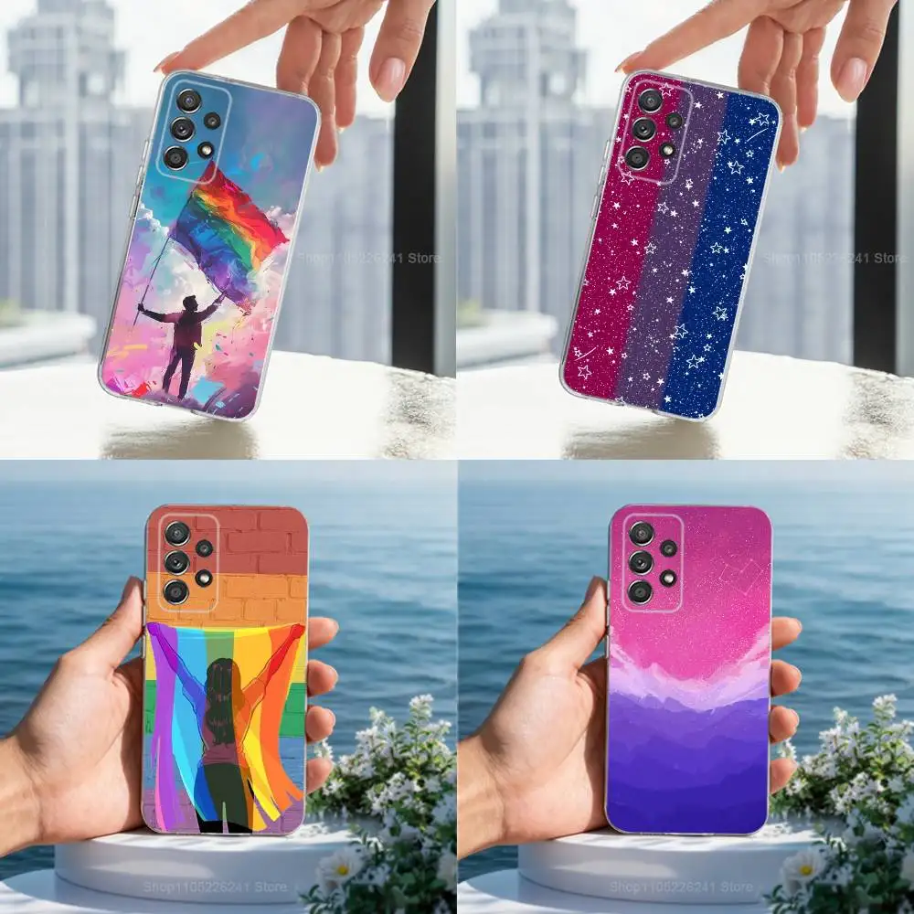 

Bisexual Love Art Flag For Samsung A51,71,30,S10,9,20,Ultra,FE,Lite, S23,21,22,PIus,Transparent, Silicone Phone Case