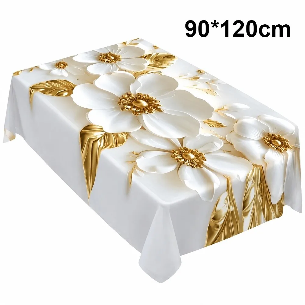 New Waterproof Dining Table Cloth Oil Proof Floral Print Tablecloth Dustproof Flower Rectangle Table Cover Restaurant