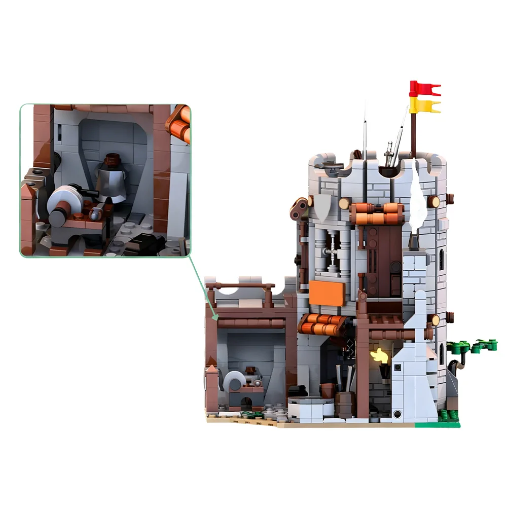 

Gobricks MOC Guards Tower Building Blocks Model Medieval Guards Tower Architecture Bricks Assemble Toys Kids DIY Birthday Gifts