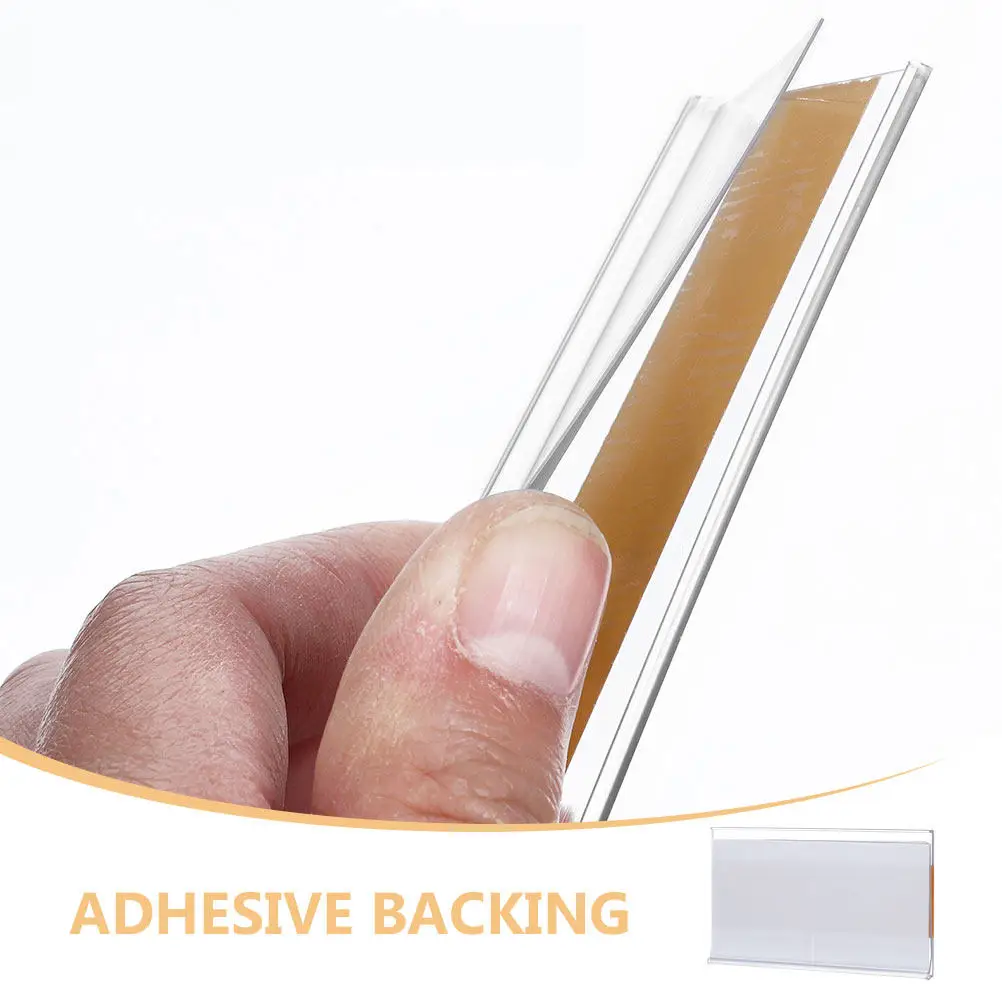 1Set Label Holders PVC Self Adhesive Transparent Shelf Label Holders for Organizing Office Storage Bins Drawers Library view 4