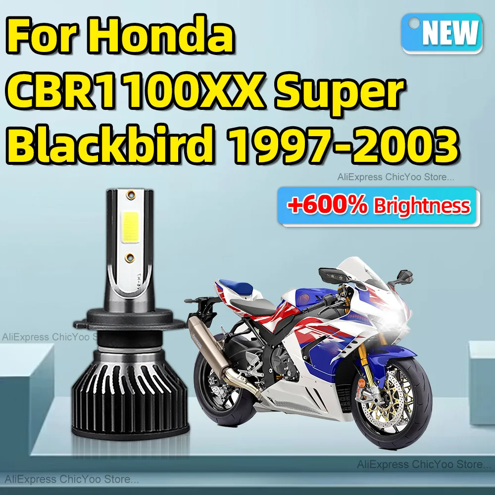 1Pcs H7 Led Motorcycle Headlights Super Bright Motorbike Lighting 15000LM 12V For Honda CBR1100XX Super Blackbird 1997 1978-2003