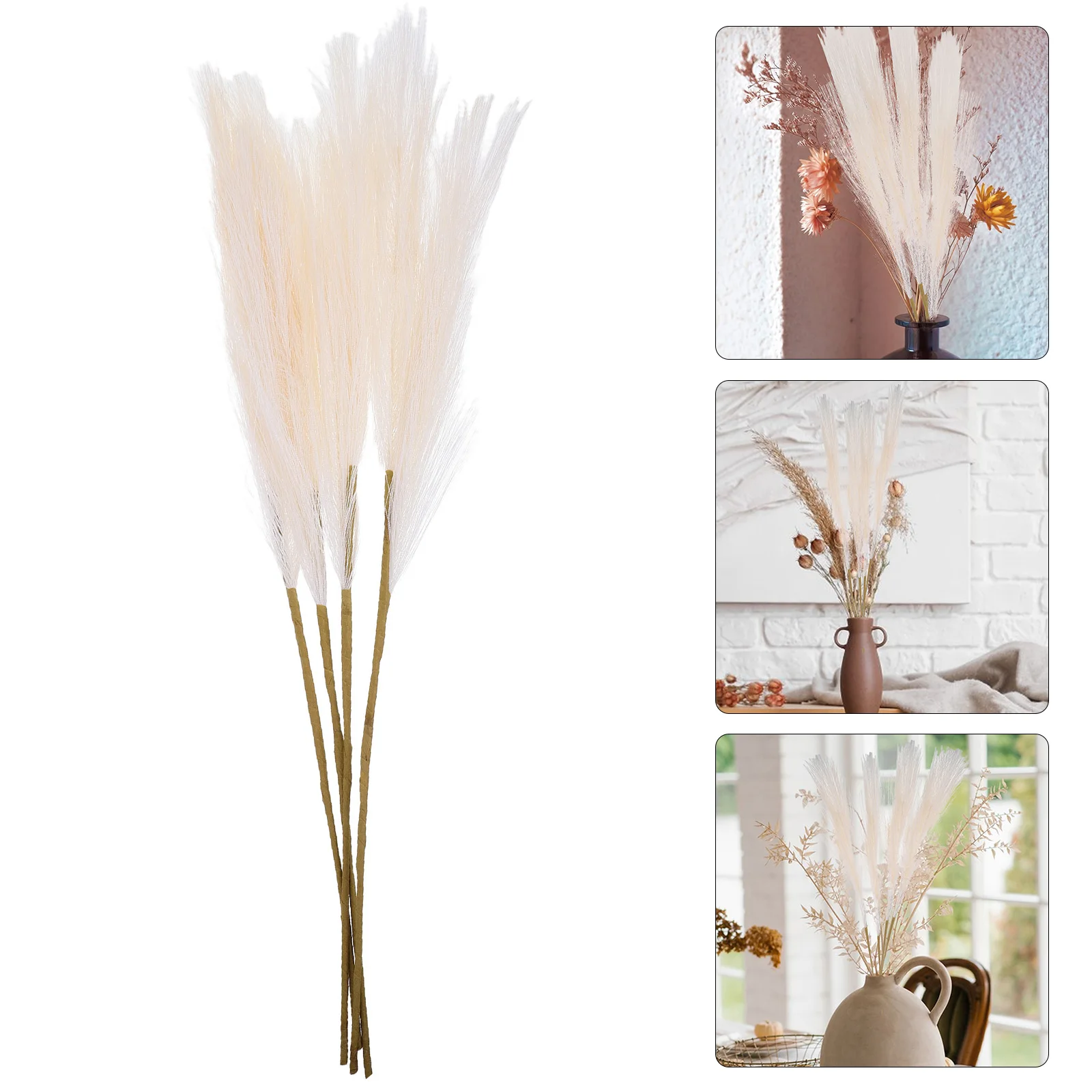

4Pcs Artificial Grass Soft Feathery Plumes Faux Tall Grass Flower Vase Filler Wedding Farmhouse Decor