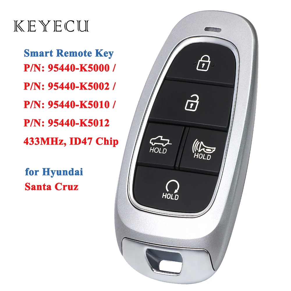 Keyecu 95440-K5000 K5002 K5010 K5012 Smart Remote Key Fob 5 Buttons 433MHz ID47 Chip for Hyundai Santa Cruz 2021 2022 2023 2024