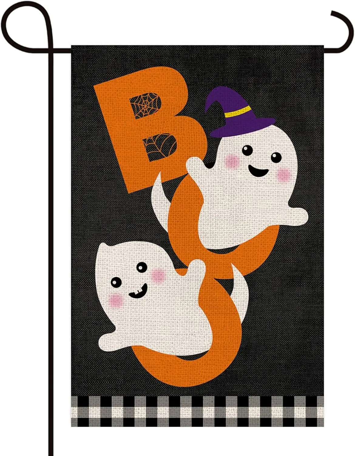 Texupday Halloween Boo Cute Ghost Spooky Decor Double Sided Vertical Burlap Garden Flag Rustic Farmhouse Party Outdoor Yard Bann