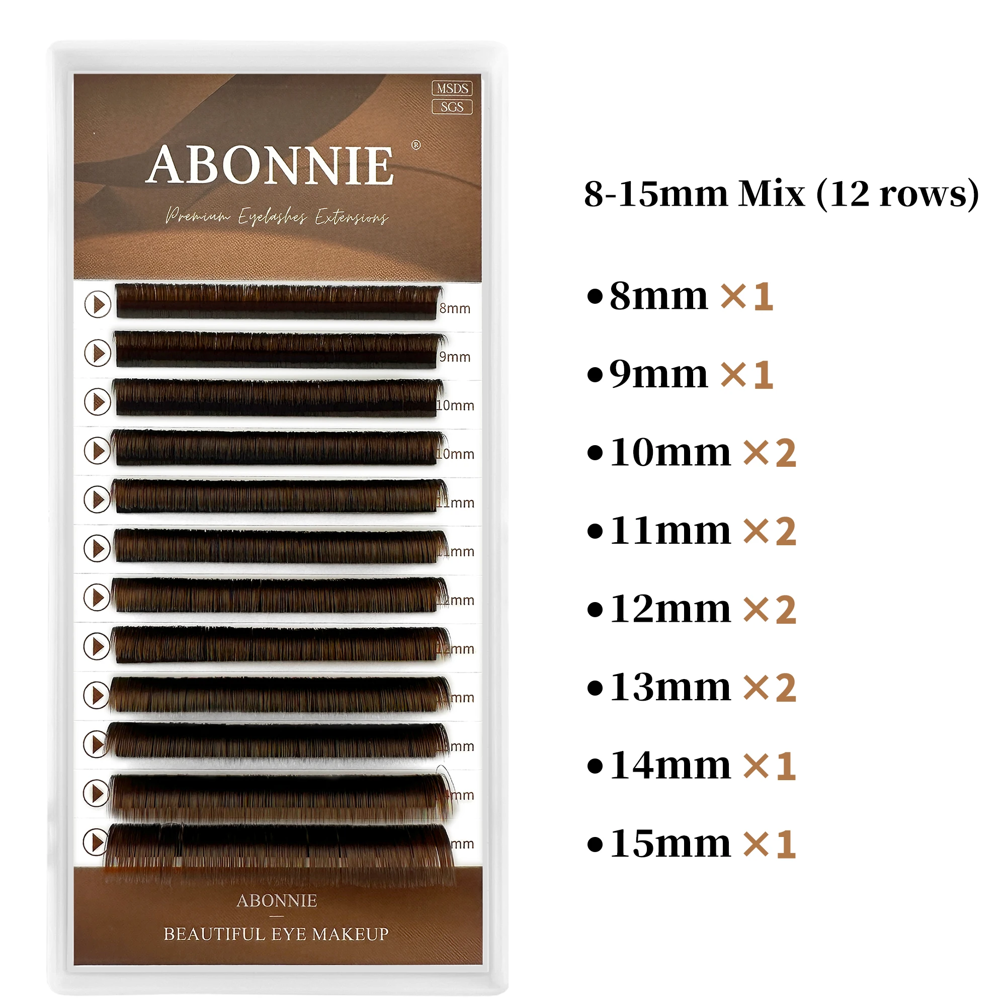 Abonnie Brown Color Cashmere Easy Fan Extensões de cílios Volume Cilios Auto Fanning