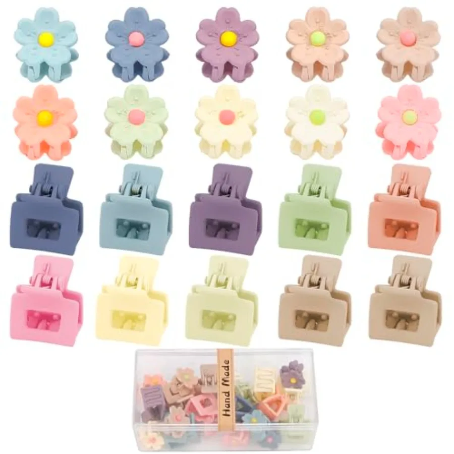 

20Pcs Small Claw Clips for Girls Women, Cute 1inch Mini Flower Tiny Hair Clips for Decorations, Jaw Clips Strong Hold Accessori