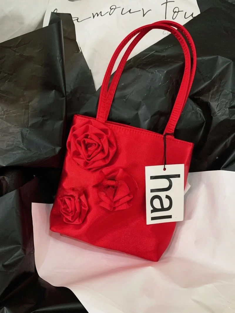 

Bla Rose Flag Versatile Handbag oulder Bag Tote Bag Spring Summer New Design Square Bag for Young Women