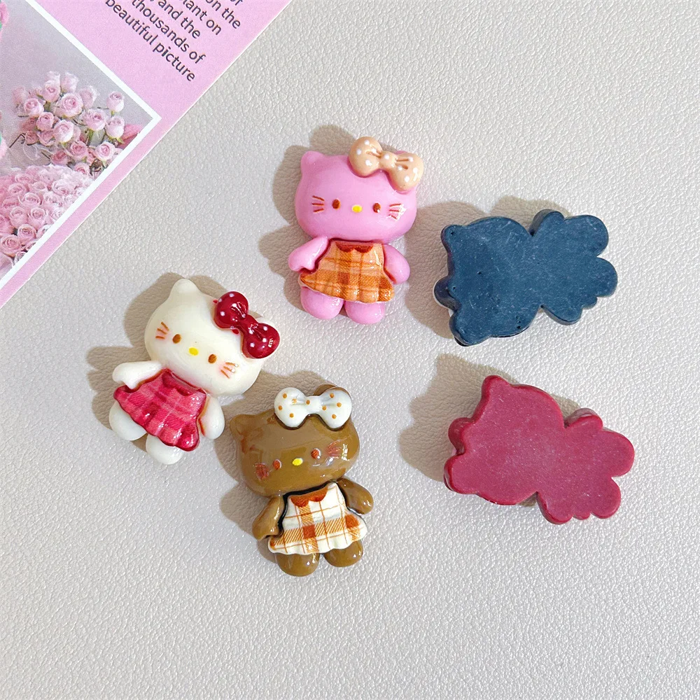 10Pcs New Mini Kawaii Warm colored cartoon kitten Series Flat Bottom Scrapbook  DIY Jewelry Making Hairwear Accessorie A21