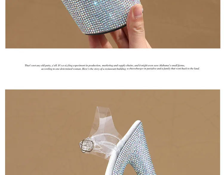 Stripper Shoes Clear 20cm Rhinestone Platform Hate Sky High Sandals Nightclub Model Shining 8inches High Heels New Bride Exotic