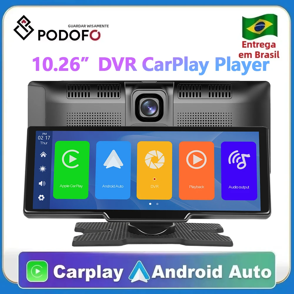 podofo-1026-wireless-carplay-android-auto-car-radio-with-dvr-dash-cam-dash-board-car-multimedia-player-fm-intelligent-system