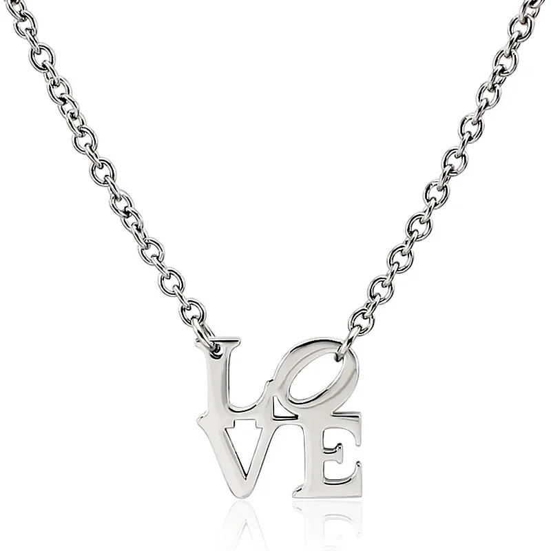 New Arrival Fashion Circle Necklace Stainless Steel Geometric Pendant Love pattern Necklace For Couple Cool Girls Collares