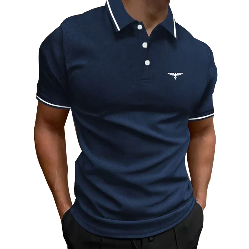 New Men Casual Pure Color Short Sleeve Button Polo Shirt Summer Men Slim Fit Golf Polo Shirt 100% Polyester Quick Drying Polo