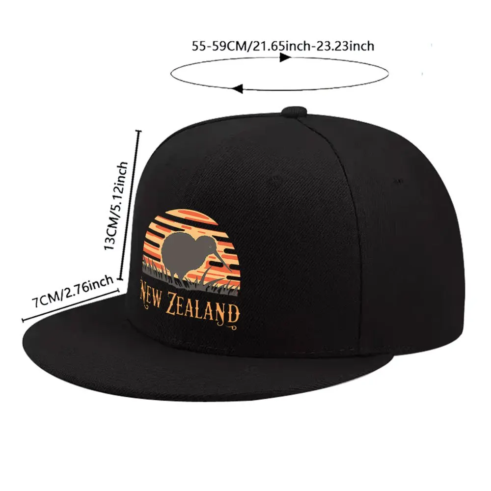 New Zealand Kiwi Bird Graphic Baseball Cap, Unisex Flat Brim Casual Hat for Outdoor Sports Daily Wear