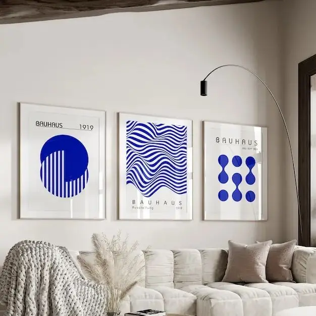ملصق باوهاوس أزرق بسيط ، ديكور غرفة حديث ، طباعة قماش ، فن جداري قديم ، ملصق معرض #1