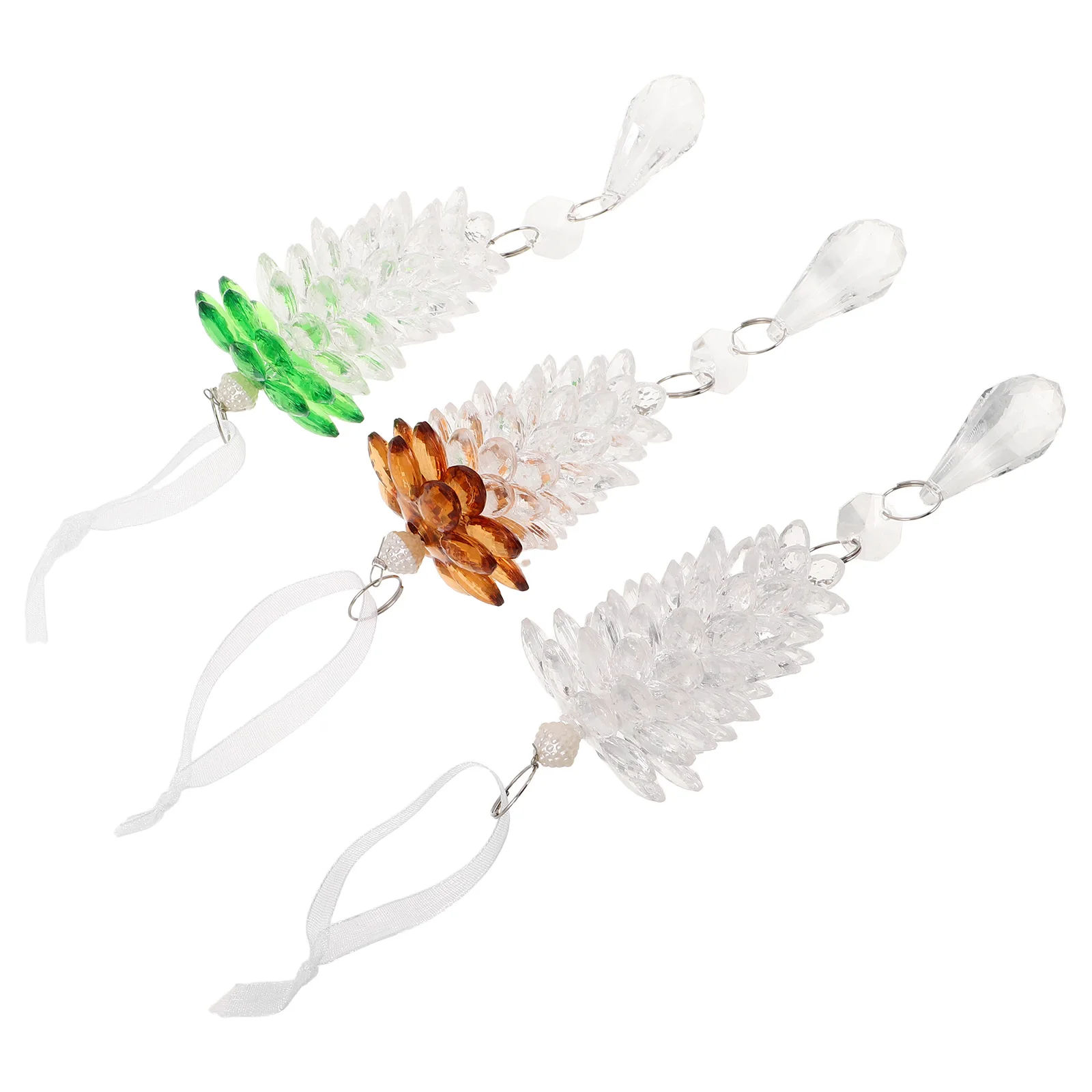 

3Pcs Acrylic Clear Pine Cone Ornaments Lightweight Hanging Decorations Christmas Tree Holiday Rustic Pine Cone Baubles