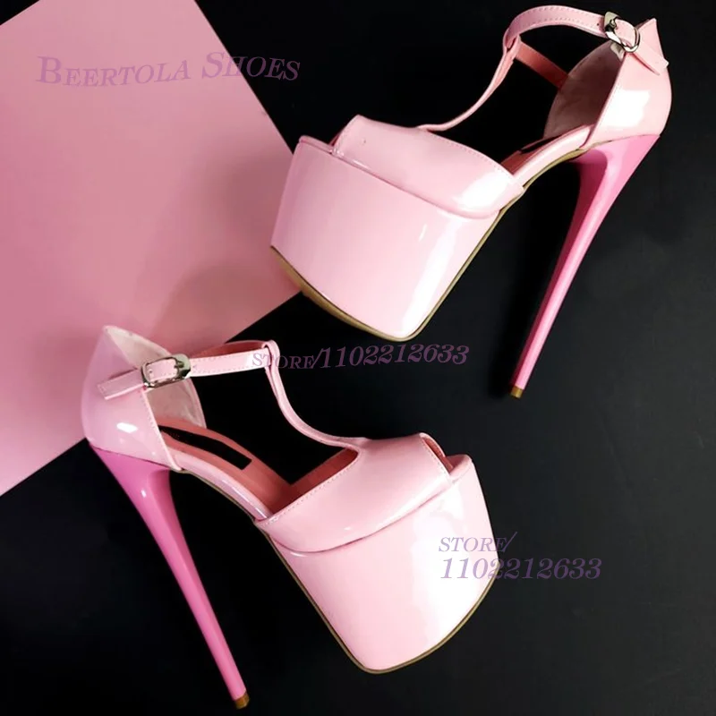 Light Pink Cute Girls Platform Stiletto Sandal Peep Toe Woman Strap Summer Dance Pump 6/7/8 Inch Custom Sugarbaby Hot Chick Shoe