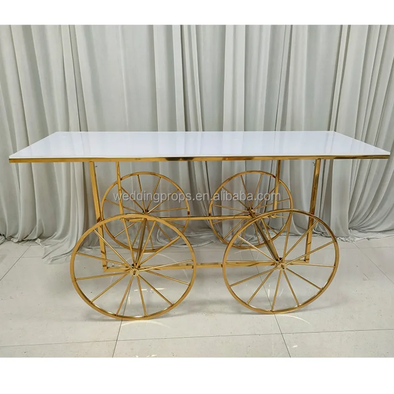 

Candy Cart Gold Frame White Board Dessert Cart for Event Party Decoration