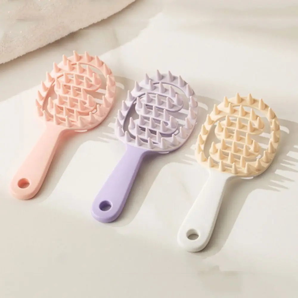 

Hollowed-out Scalp Massage Comb Head Relaxation Hair Growth Silicone Shampoo Brush Hanging Hole Wide Tooth Head Scratcher