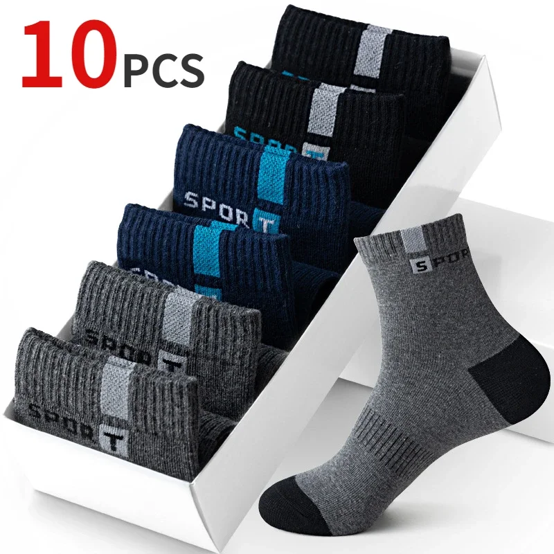 

Cotton Sock for Men Sport Breathable Soft Letter Fashion Sneakers High Elastic Middle Tube Stocking Towel Sox Summer Running