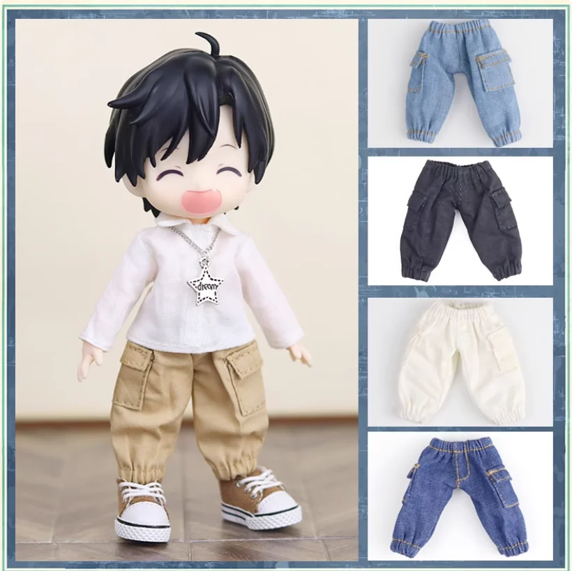 

1/12 12 Points OB11 Doll Clothes Fashion Pocket Work Pants Model Accessories Molly BJD Body In Stock