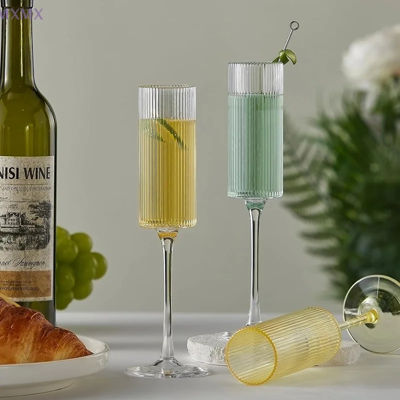 Immagine 4: Calice di plastica trasparente a strisce da 175 ml Bicchiere da vino infrangibile Tazza da champagne da cocktail di lusso per bicchieri da festa
