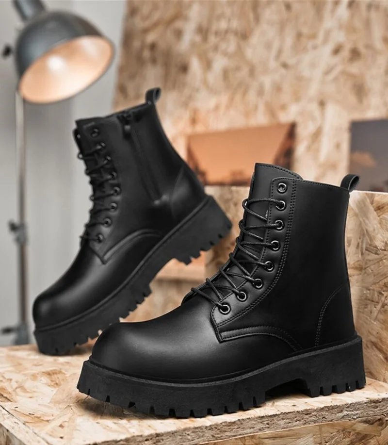 أحذية الخريف الرجالية غير الرسمية للفصول الأربعة أحذية جلدية عالية الجودة للرجال أحذية خارجية بنعل سميك مانعة للانزلاق