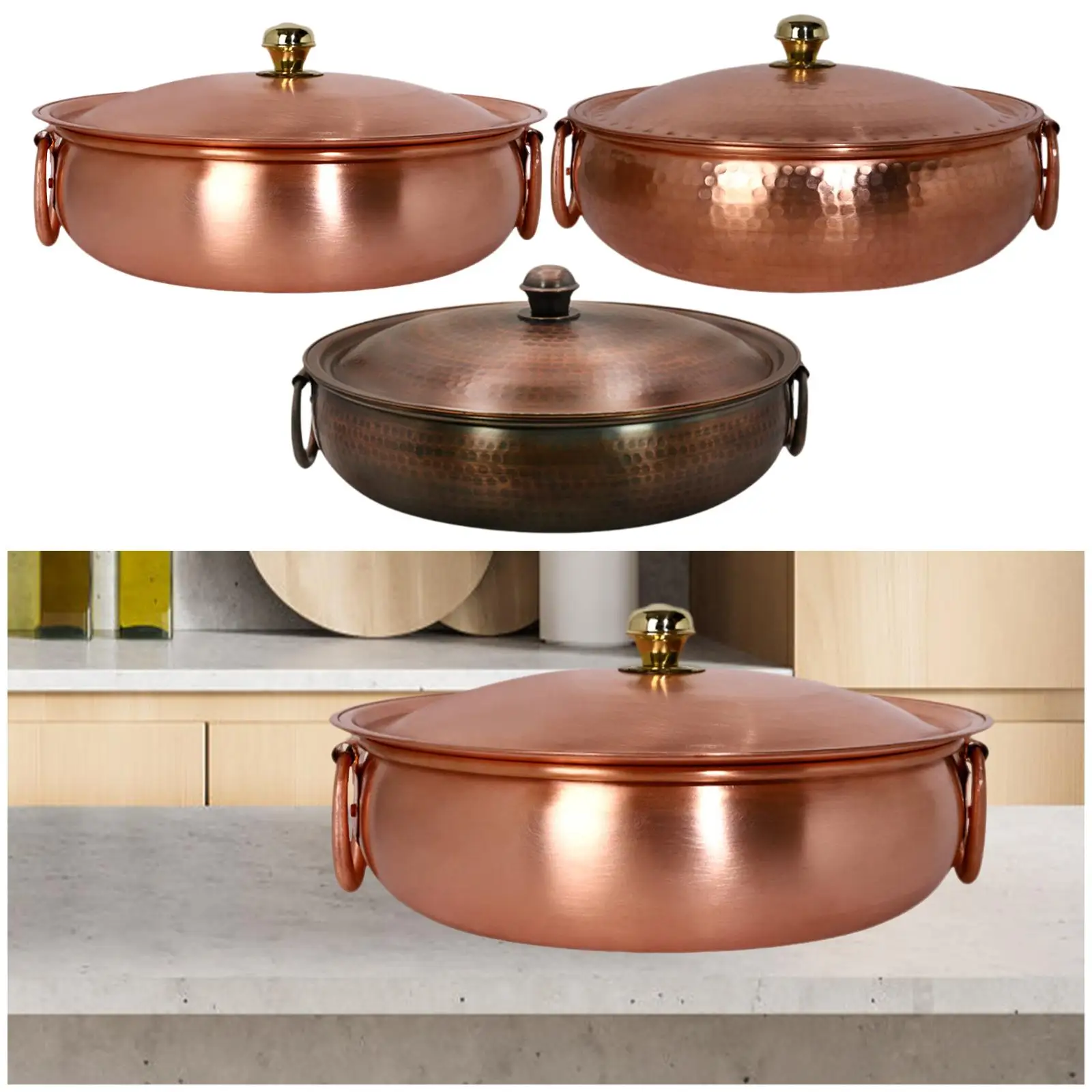 

Copper Chafing Dish Induction Pans Cooking Pot for Home Buffets Camping