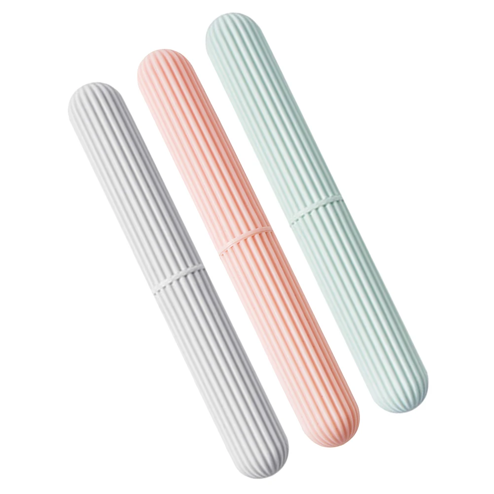 

3pcs Portable Toothbrush Case Box Storage Holder Travel Lightweight Toothbrush Case Durable Chic Design Random Color