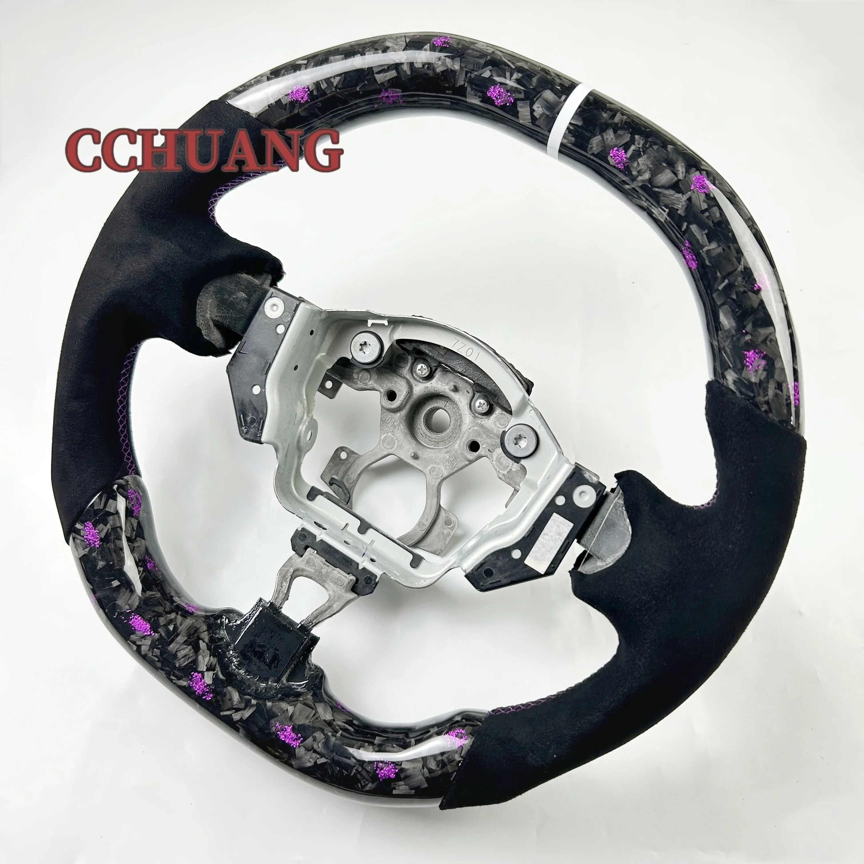 Factory custom flat bottom purple forged carbon fiber steering wheel for Nissan 370Z FX35 Alcantara custom