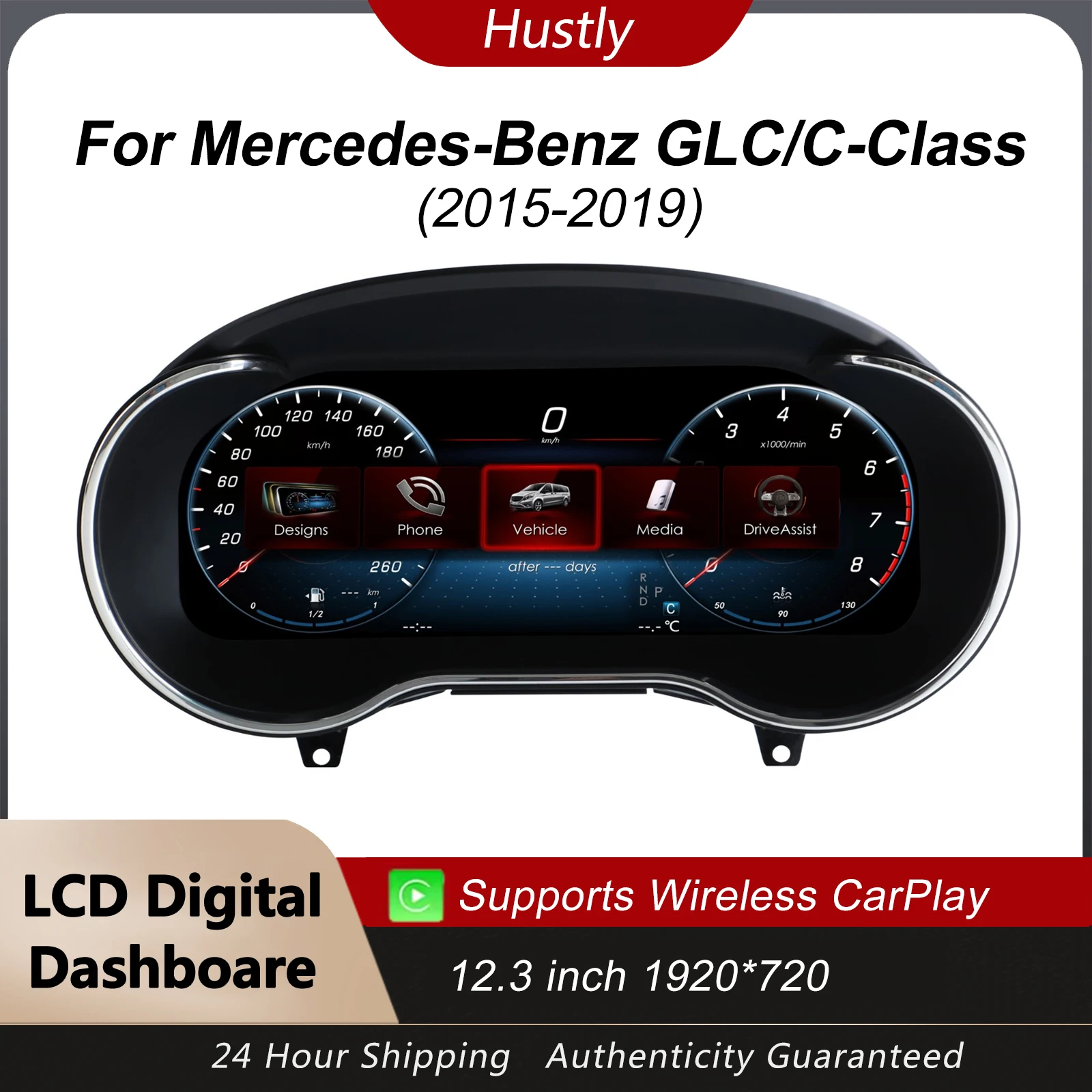 

12,3-дюймовая цифровая приборная панель с зеркалом для Mercedes-Benz C-Class 2015-2019 GLC 2016-2020, автомобильный кластерный прибор, беспроводной CarPlay