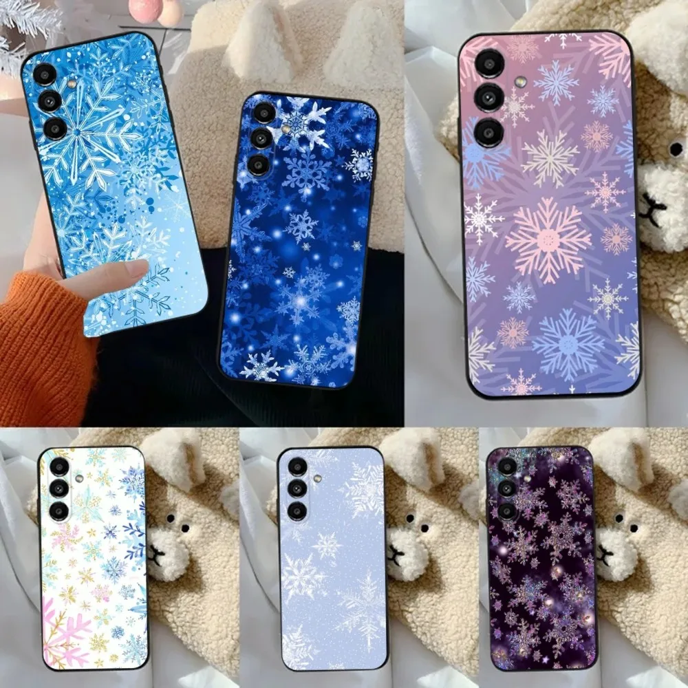 Christmas Snowflakes   Phone Case For Samsung S24,23,22,30,21,10,9,Ultra,Plus,Lite,FE,5G Black Soft Case