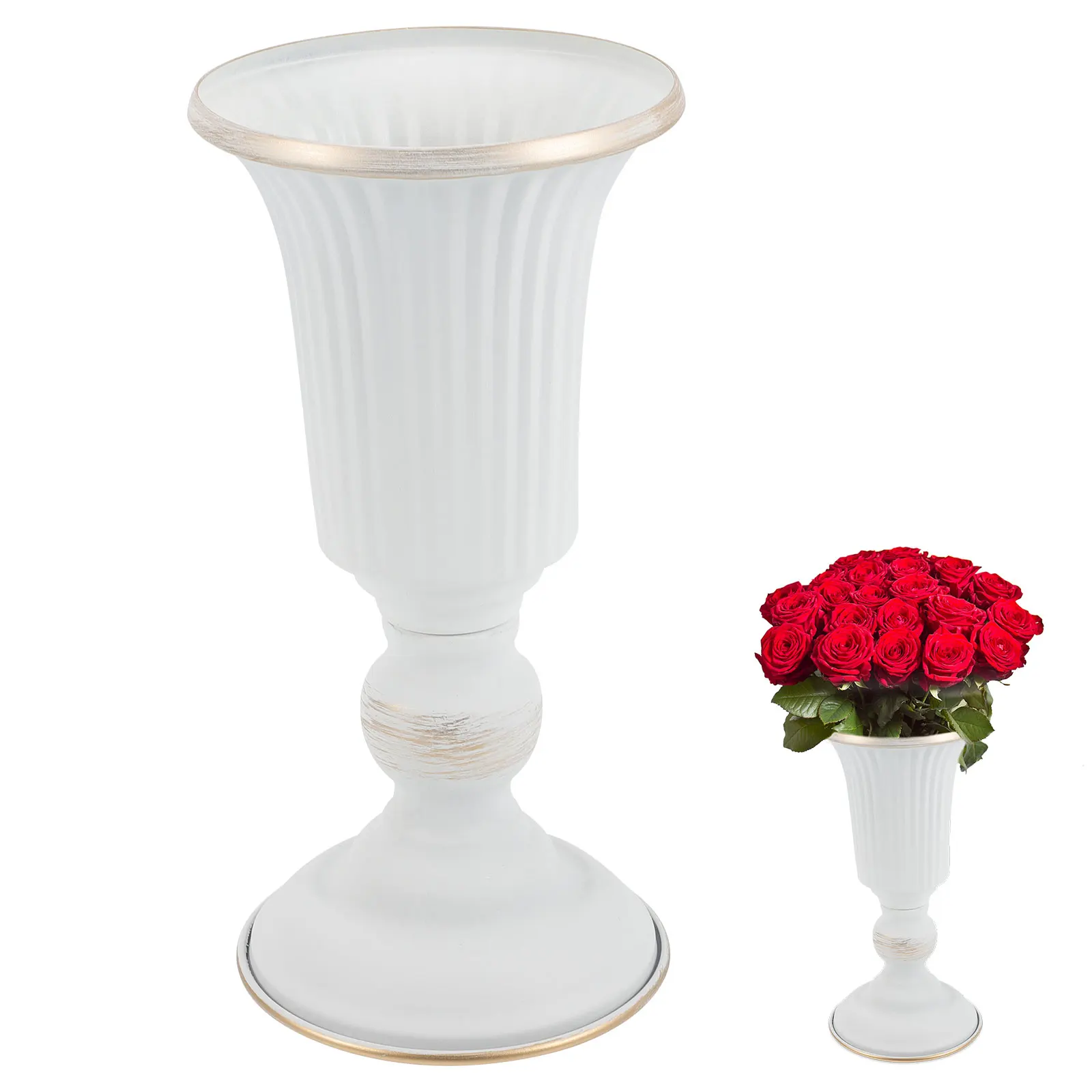 

Golden Metal Vase Decorative Iron Flower Pot Unique Vintage Style Small Office Home Rustic Bathroom Desk Planter