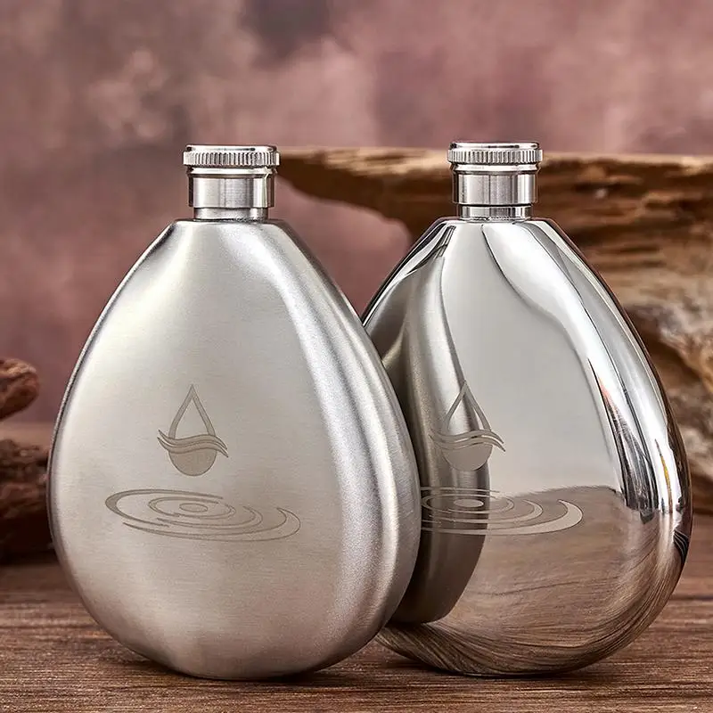Compact Water Droplet Hip Flask Stainless Steel for Men Women Ideal for Gifting