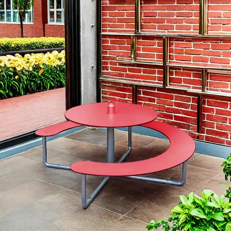 

Outdoor leisure one-piece table courtyard park cafe pub table and chair combination wrought iron waterproof wear-resistant