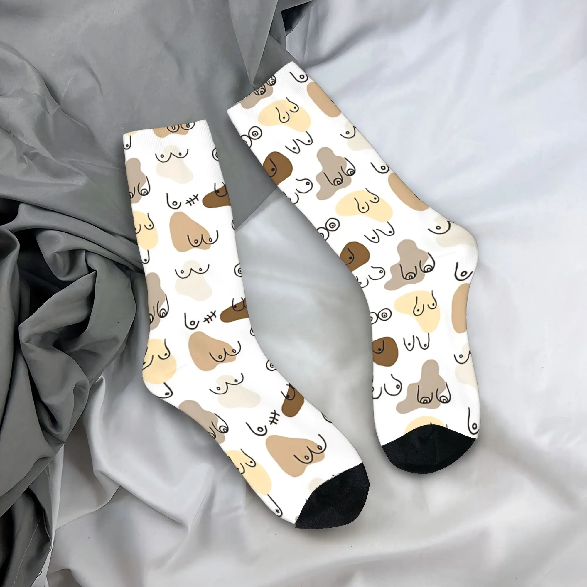 

Boobies Pattern Nude Colors Socks Retro Stockings Couple Medium Soft Outdoor Sports Socks Spring Design Anti Skid Socks
