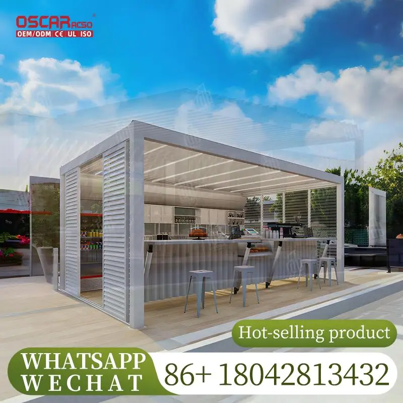 12x16 Motorized Aluminium Louvered Pergola for Sunrooms Glass Houses Bioclimatic Outdoor Shade Structure Ideal for Backyards Pat