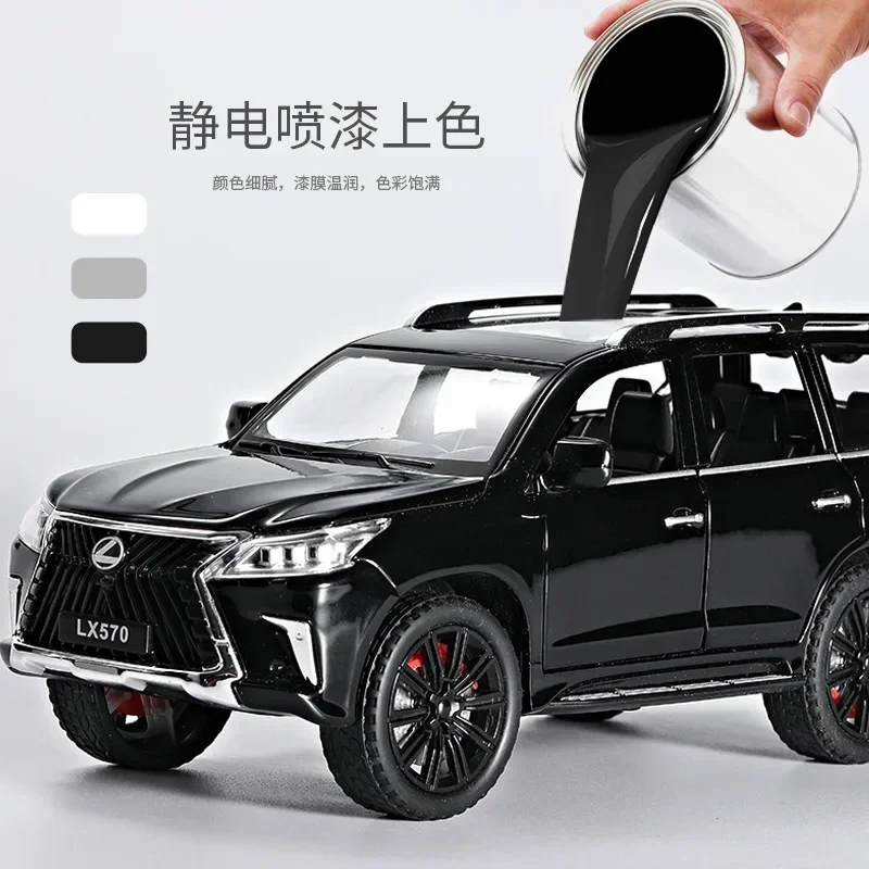 LEXUS-Véhicule SUV tout-terrain en alliage métallique moulé sous pression, modèle de voiture, son et lumière, nervure arrière, collection de jouets pour enfants, cadeaux, A534, 1:22, LX570