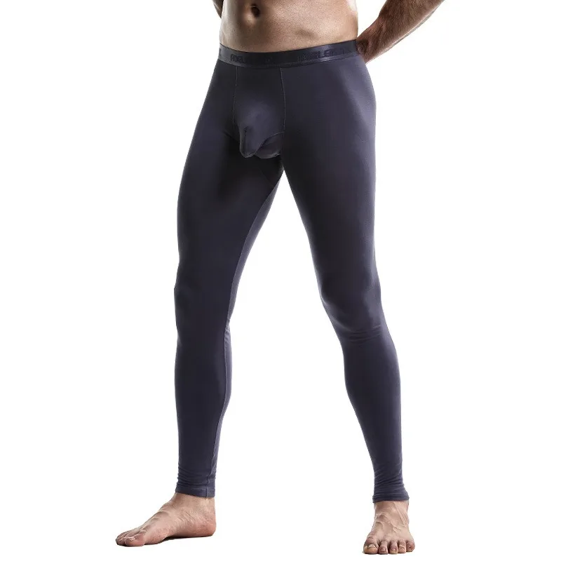 Men Leggings Pants Thermal Underwear Bottoms Penis Pouch Fitness Muscle Bodybuilding Tights Trousers Breathable Sleep Bottoms