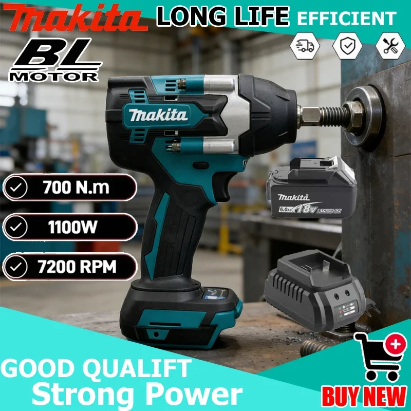 

Makita DTW700 Electric Wrench Brushless Multi Functional Rechargeable Auto Repair High Torque Impact Wrench Tool