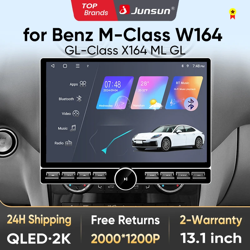 Junsun 13,1″ QLED Wireless CarPlay Android Auto Autoradio für Mercedes-Benz M-Klasse W164 GL-Klasse X164 Intelligente Systeme DSP