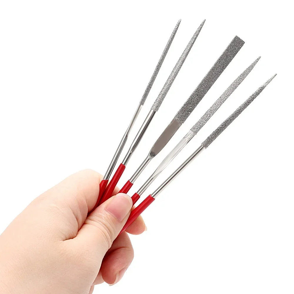 STONEGO 10PCS Mini Needle File Set Diamond Coated Length 140mm Width 3mm for Ceramic Glass Gem Stone Hobbies and Crafts