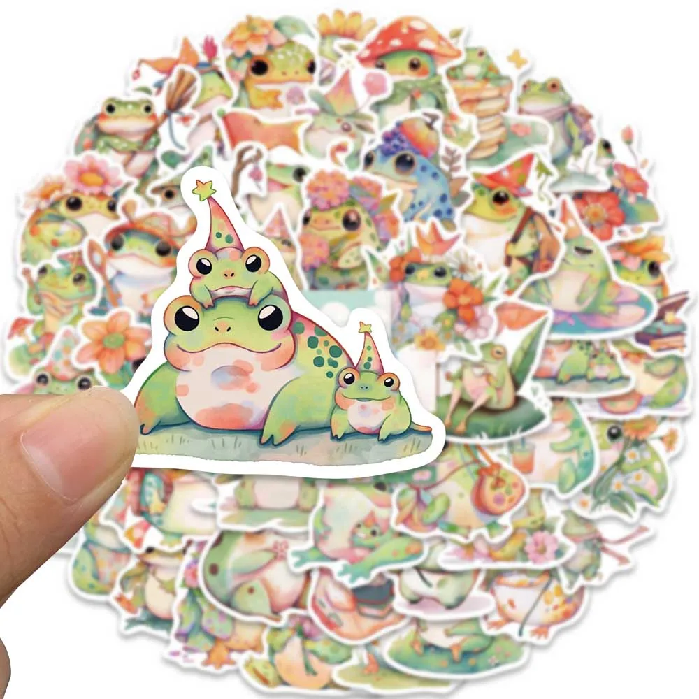 50pcs Colorful Fruit Juice Frog Stickers Cute Cartoon Decals DIY Water Bottle Laptop Luggage Skateboard Scrapbook Sticker