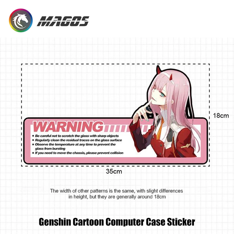 Genshin Cartoon Computer Case Sticker 35*18cm Side Transparent Glass Anime Desktop Host Comic Paste Decoration Customization