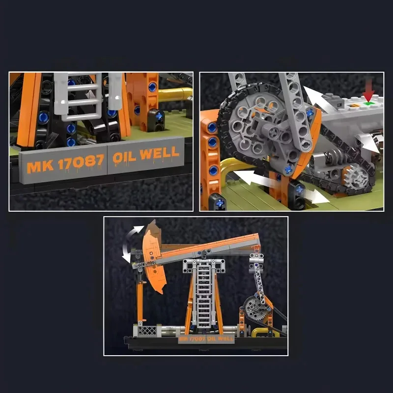 Mould King 17087 Giocattoli per auto tecniche Il pozzo di olio motorizzato Assemblaggio di blocchi Enginerring Truck Mattoni Regali di Natale per bambini